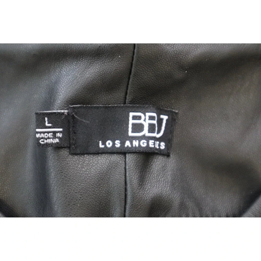 BBJ Los Angeles Women's Black Faux Leather Pants with Ribbed Thigh Detail Size L